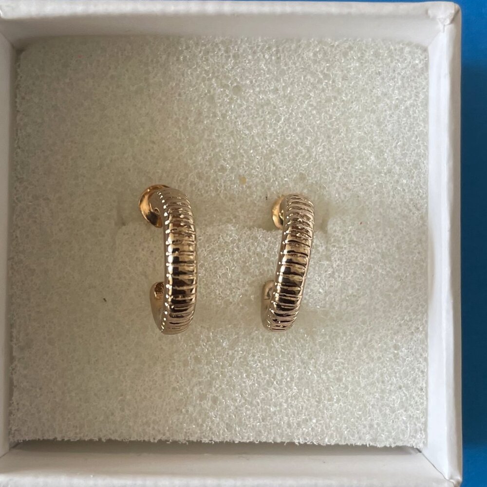 10K Gold Over 925 Small Hoop Earrings - Brand New